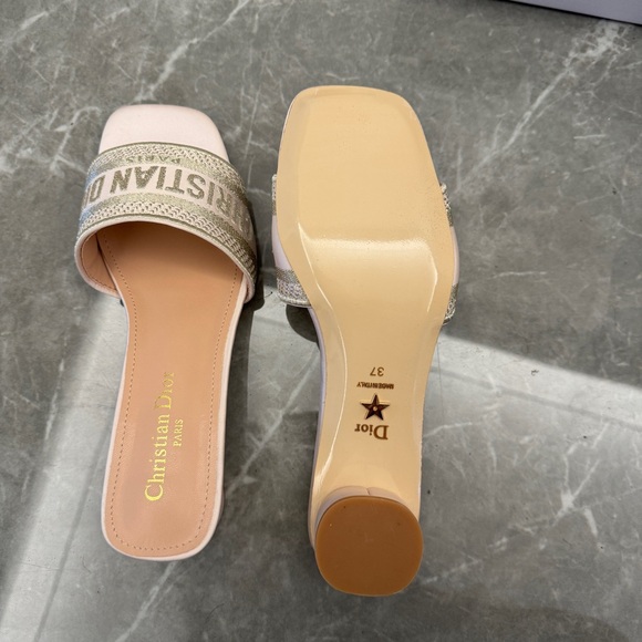 Dior Women’s Cream Embellished Slides - Picture 4 of 5